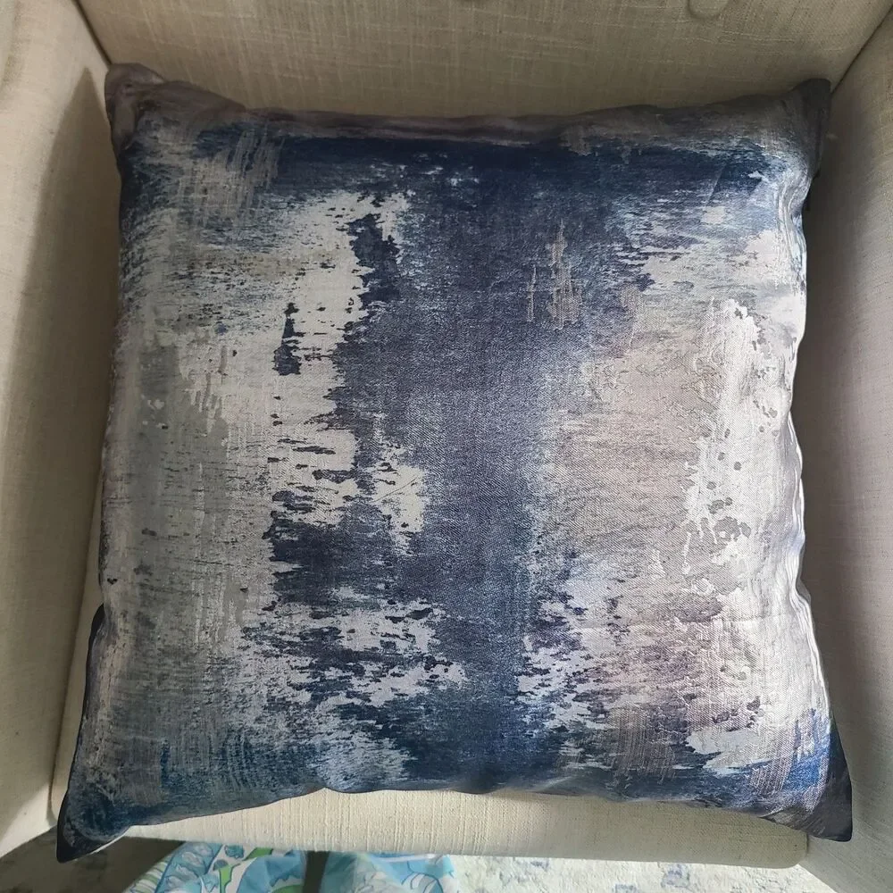 West Elm Abstract Haze blue silver 20x20 cover Throw Pillow NEW